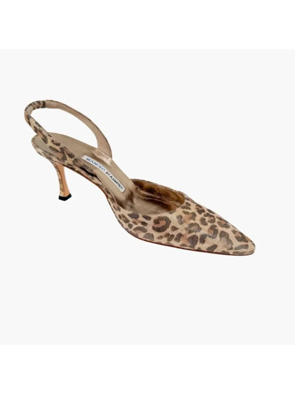 Manolo Blahnik Carolyn 70 Metallic Leopard Slingback Pumps Size 38.5 US 8.5